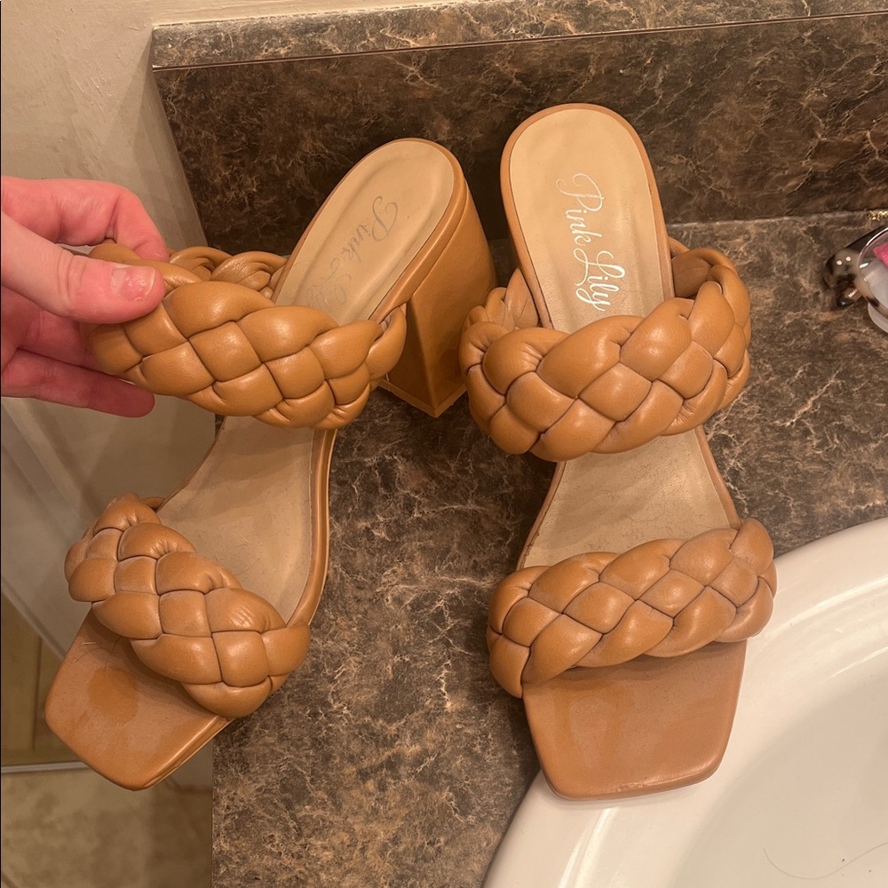 Pink Lily Women's Brown Braided Heels